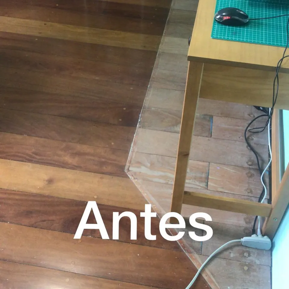 Antes: Tábua corrida: raspagem e resina